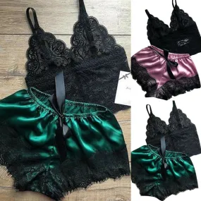 1 Set Women's Lace Nachtkleding Lingerie Tops Shorts Set