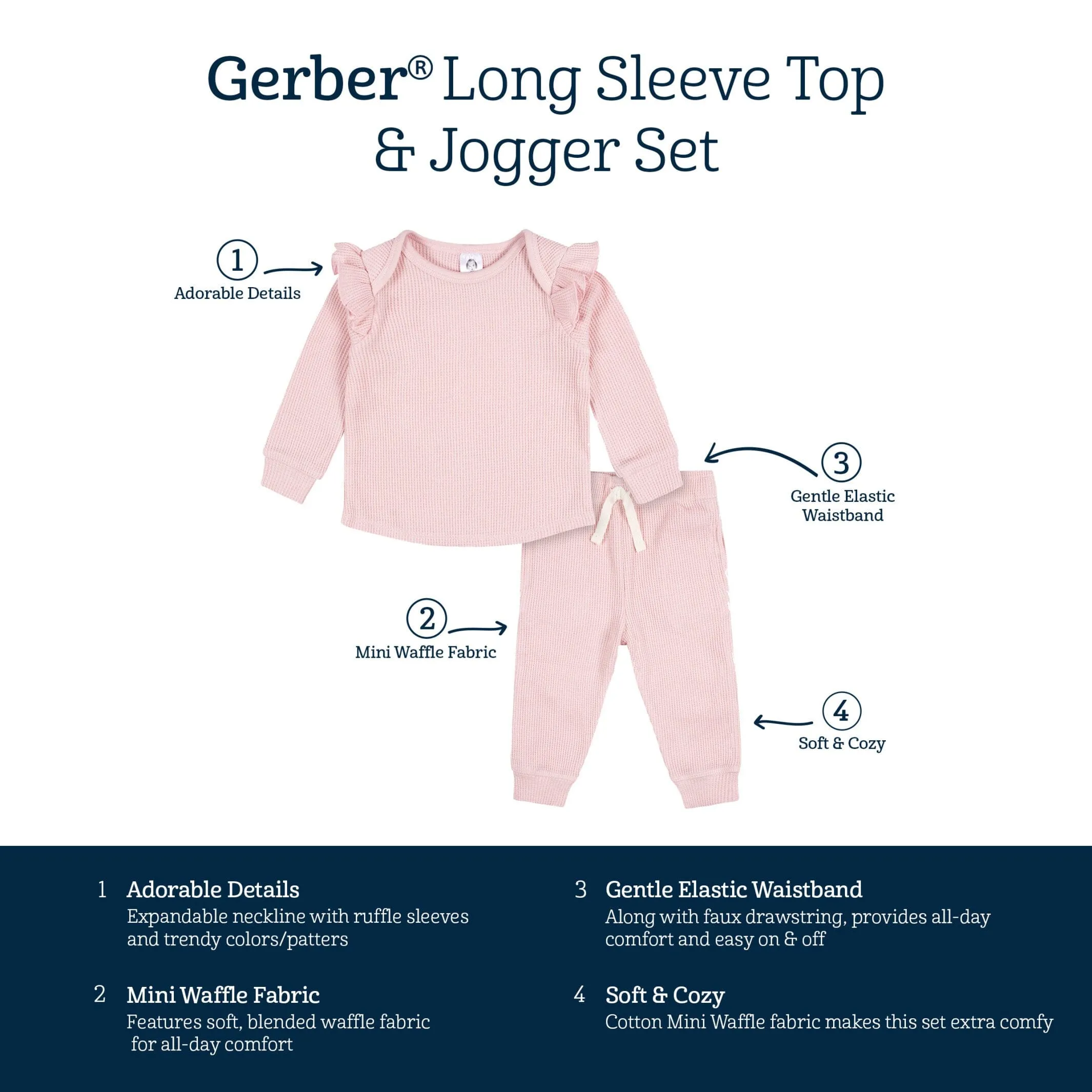 2-Piece Baby Girls Pink Top & Jogger Set