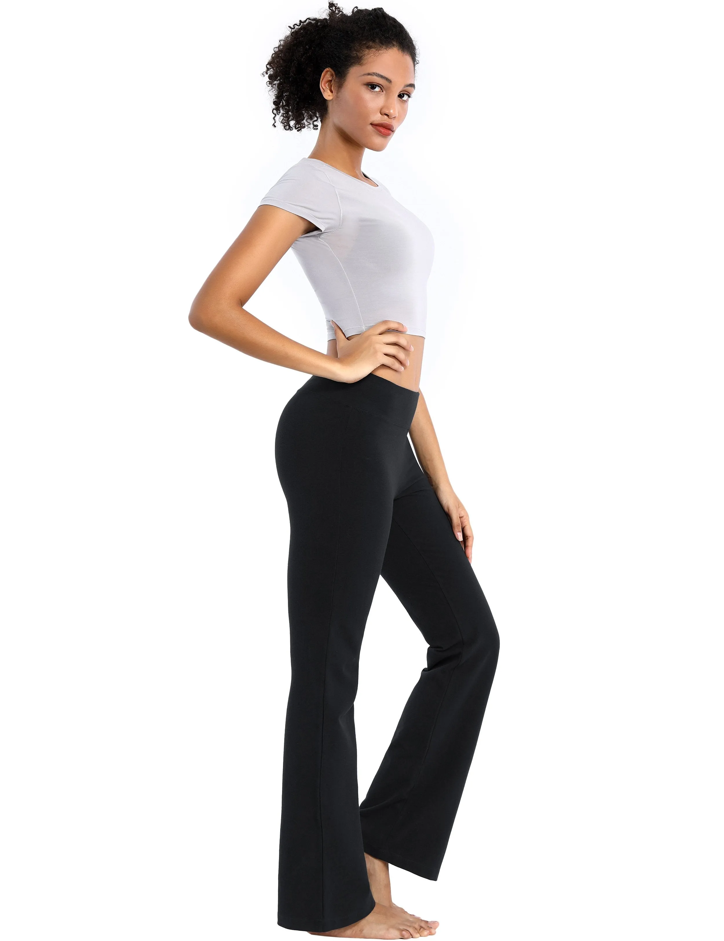 29" 31" 33" 35" Cotton Bootcut Leggings black ins_Running