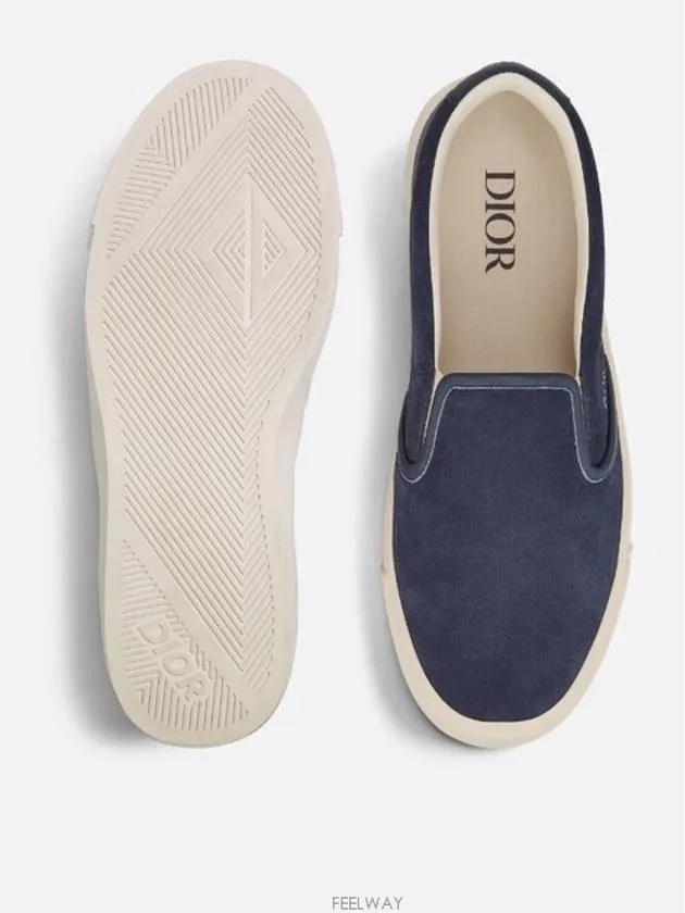 B101 Suede Smooth Calfskin Slip On Sneakers Navy