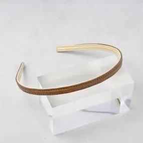 Brown and Beige Leather Reversible Headband