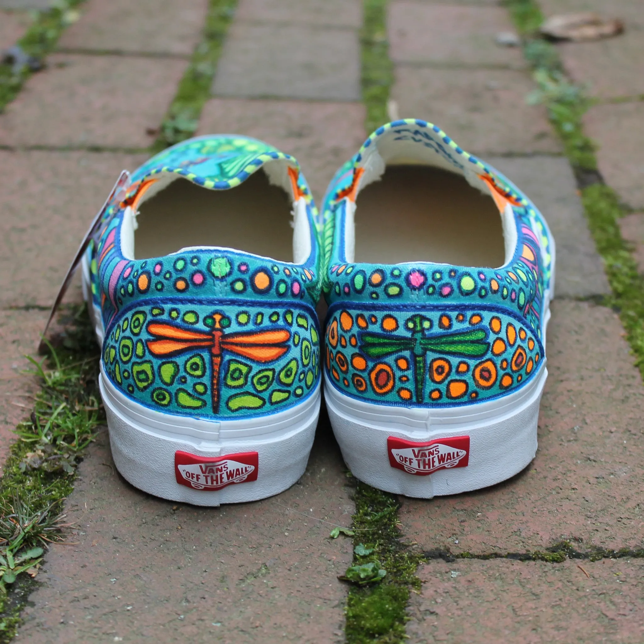 Chameleon vs Dragonfly custom Vans Slip On Sneakers