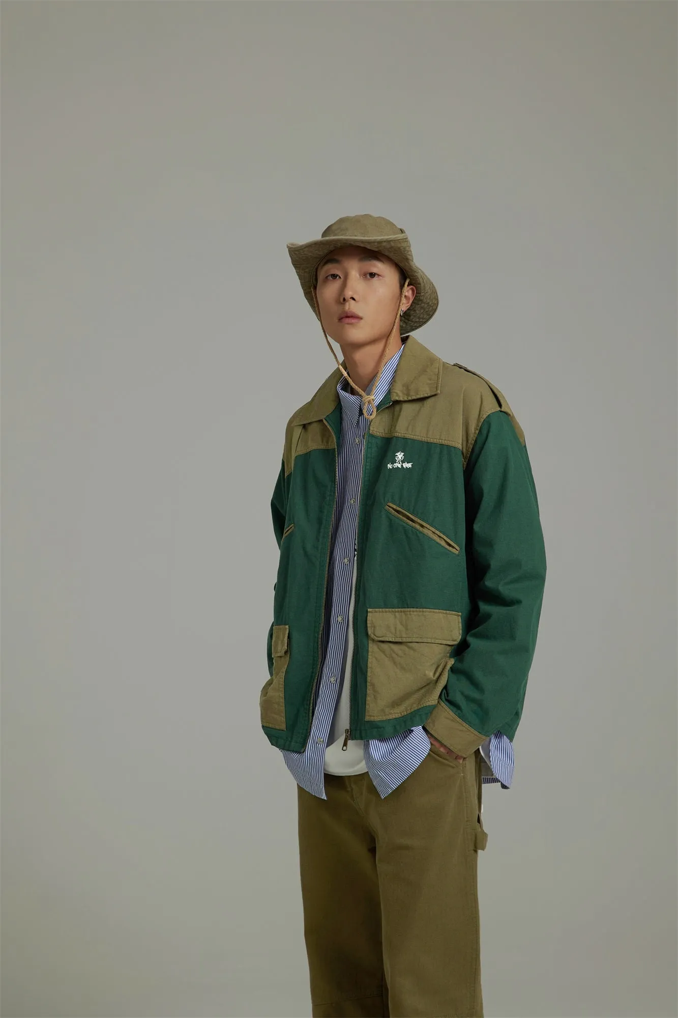 Color Block Zip-Up Field Jacket