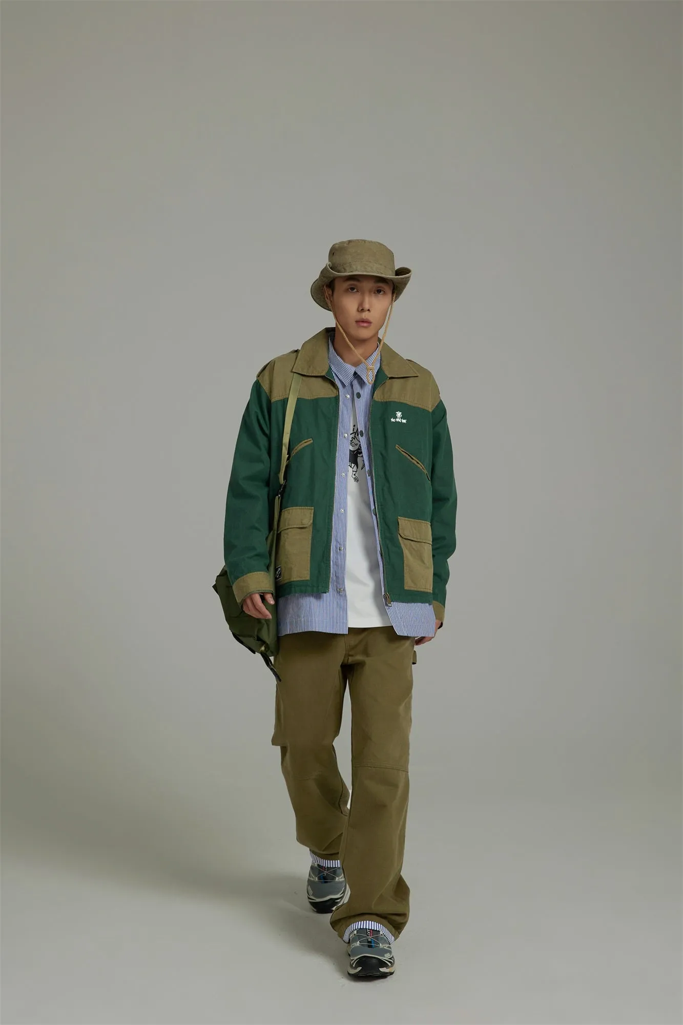 Color Block Zip-Up Field Jacket