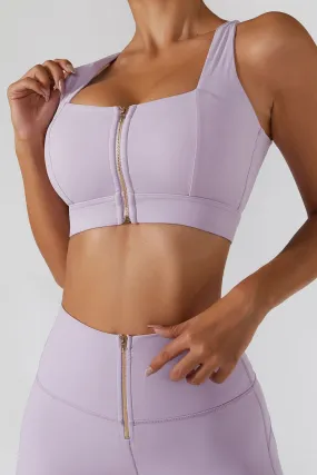 Crossover Straps Zip Front Sports Bra