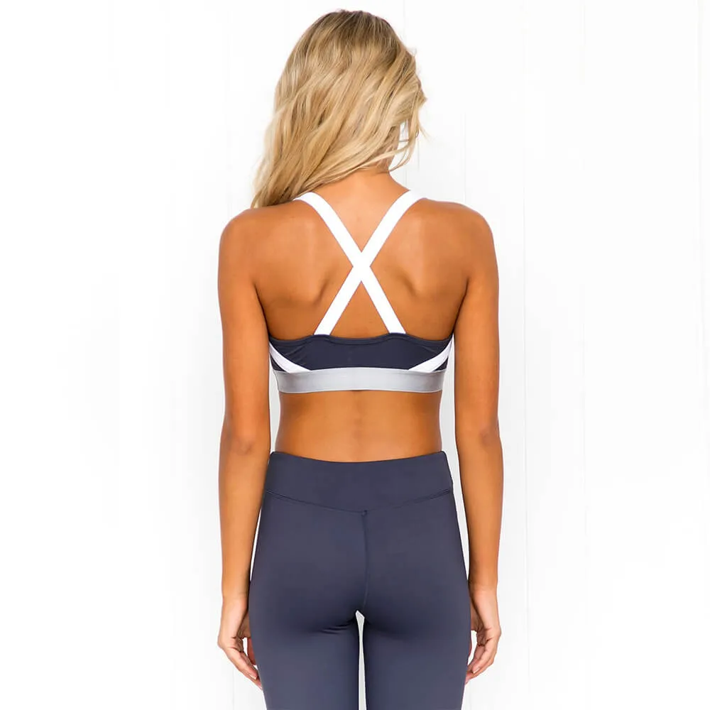 Dark Blue Tank Top High Waist Bodycon Skinny Pant Sets