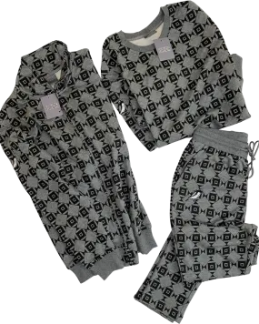 Diamond-Eye Geometric Jogger Sets - Grey/Black