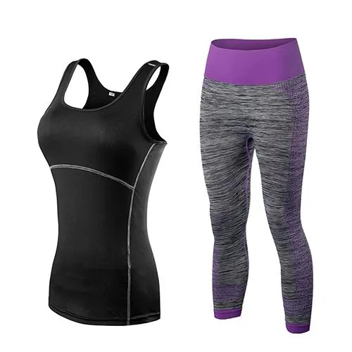 Hot Women Athletic Gym Yoga Clothes Running Fitness Clothing Stripe Sleeveless Sport Vest Pants Sets Sportswear For Women