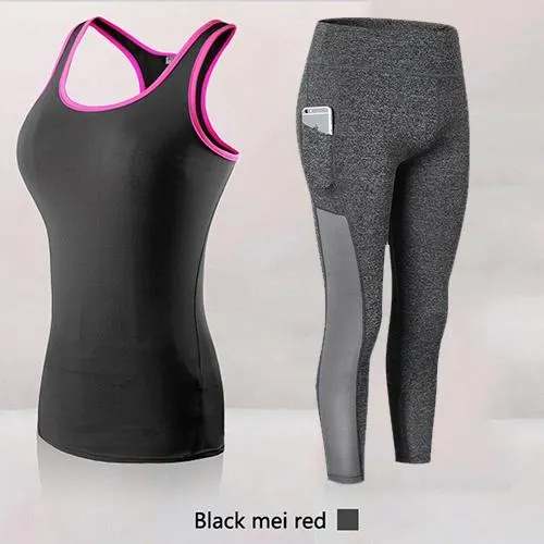 Hot Women Athletic Gym Yoga Clothes Running Fitness Clothing Stripe Sleeveless Sport Vest Pants Sets Sportswear For Women