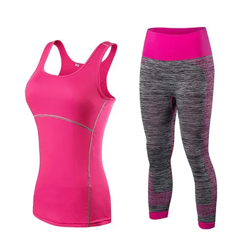 Hot Women Athletic Gym Yoga Clothes Running Fitness Clothing Stripe Sleeveless Sport Vest Pants Sets Sportswear For Women