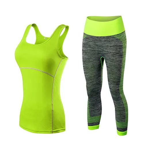 Hot Women Athletic Gym Yoga Clothes Running Fitness Clothing Stripe Sleeveless Sport Vest Pants Sets Sportswear For Women