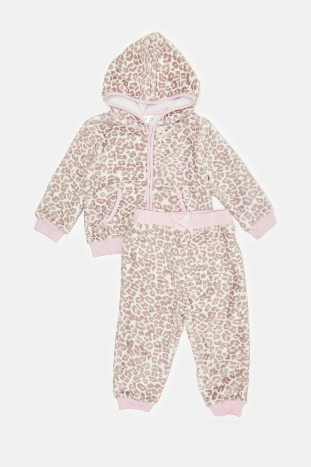 Infant Girls Ivory Animal Printed Jogger Set (2 Piece)