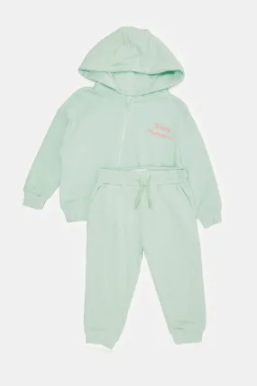 Infant Girls Mint Embroidered Jogger Set (2 Piece)