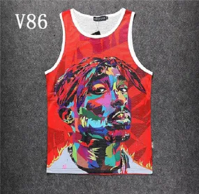 Men's Mesh Tupac 3D Art Tank Top