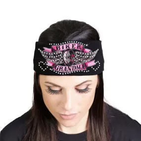 Milwaukee Leather | Bling Designed Wide Headbands-Headwraps for Women Biker Bandana with Biker Grandma - MLA8012