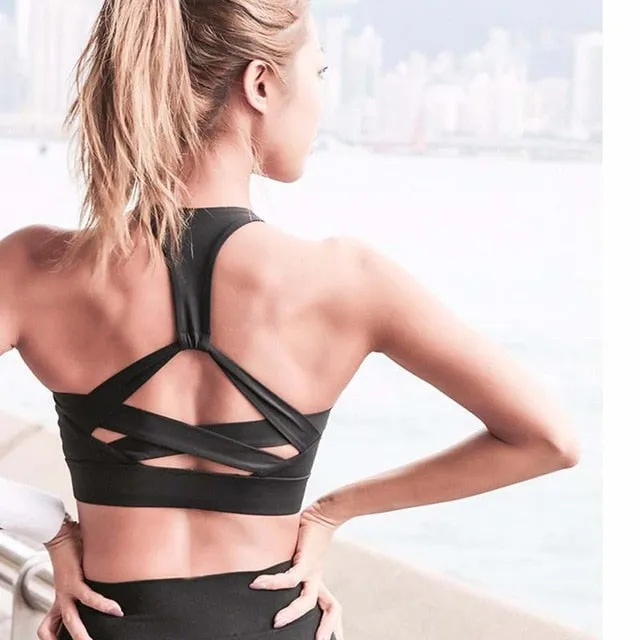 New Style White Strap Push Up Sports Bra for Women yoga top