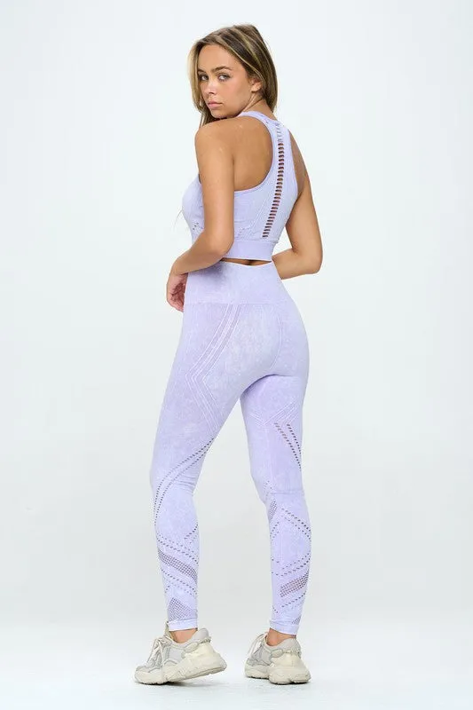 Otos Active Lavendar Purple Mineral Washed Two Piece Activewear Set