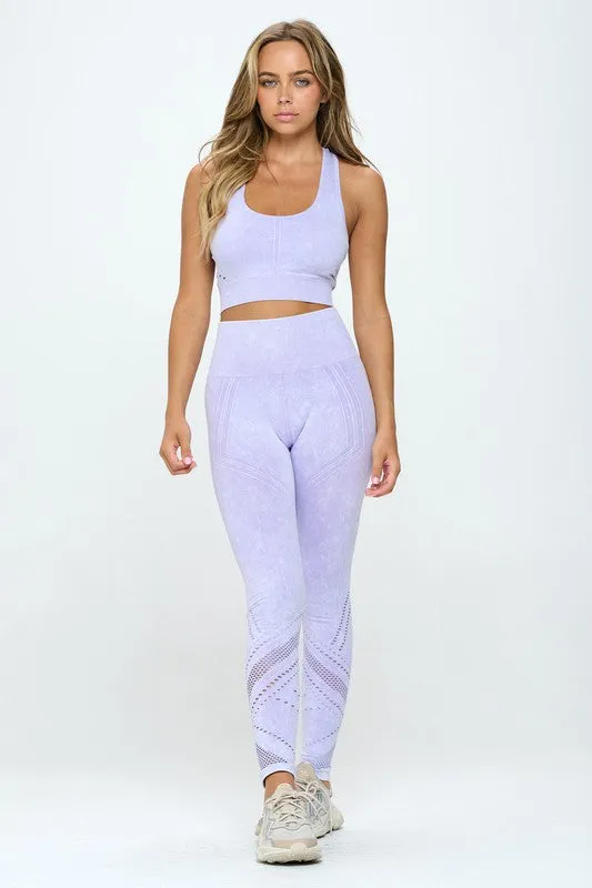 Otos Active Lavendar Purple Mineral Washed Two Piece Activewear Set