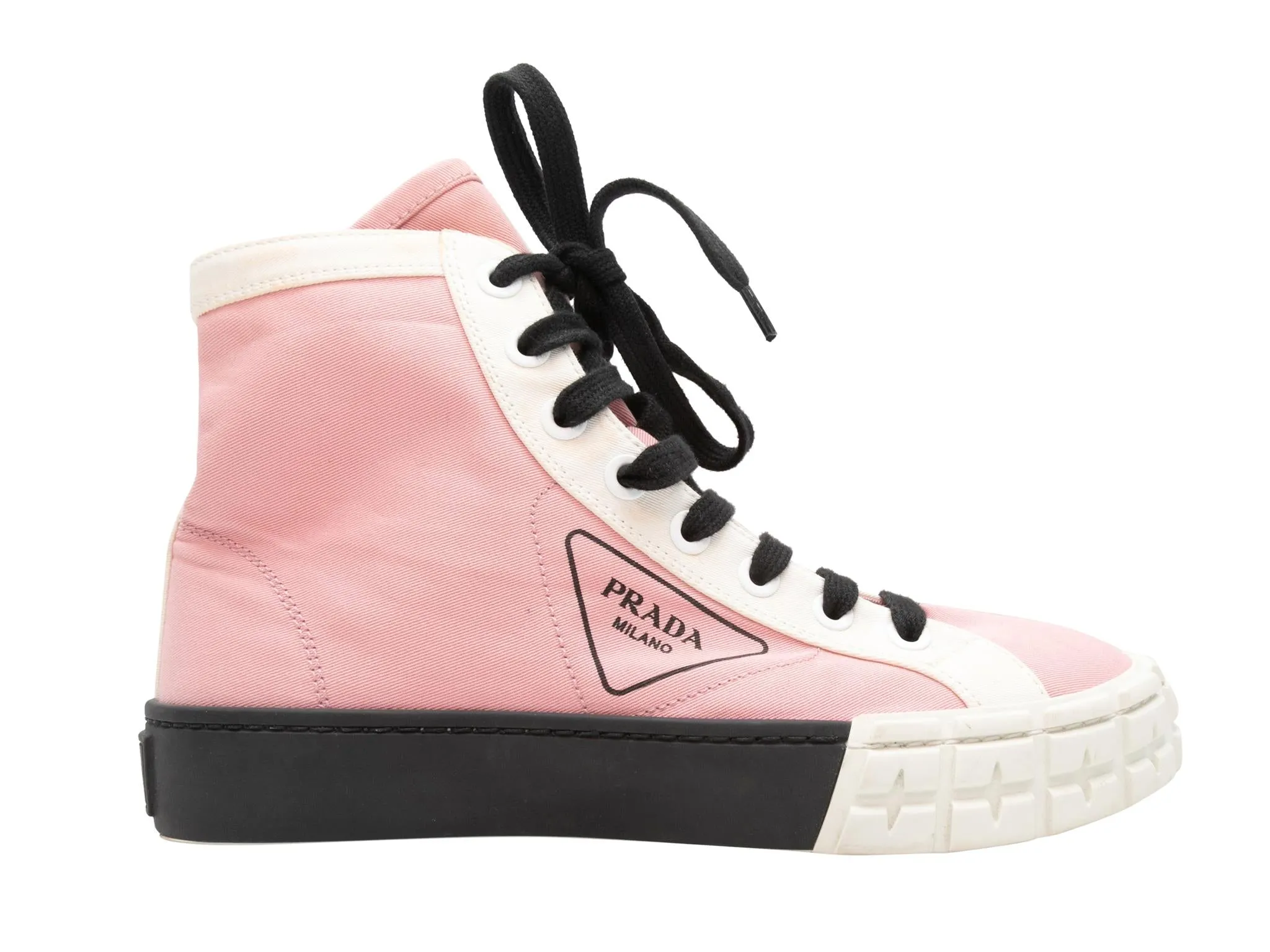 Pink & Multicolor Prada Nylon High-Top Sneakers Size 39.5