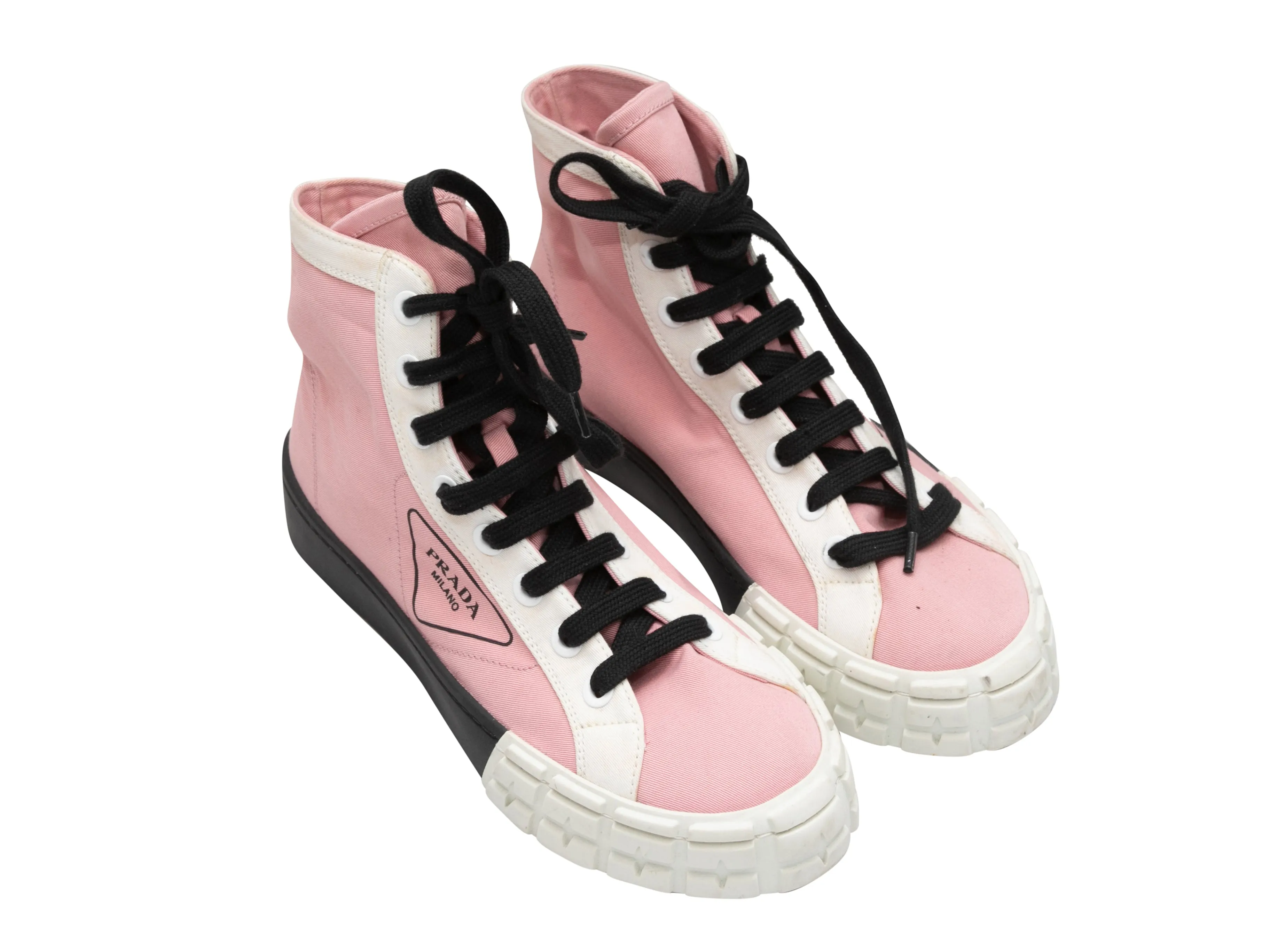 Pink & Multicolor Prada Nylon High-Top Sneakers Size 39.5