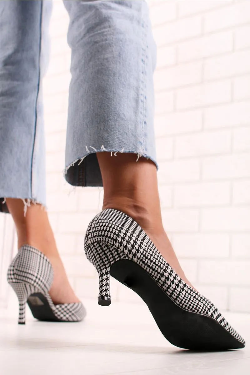 pointed plaid high - heeled shoes