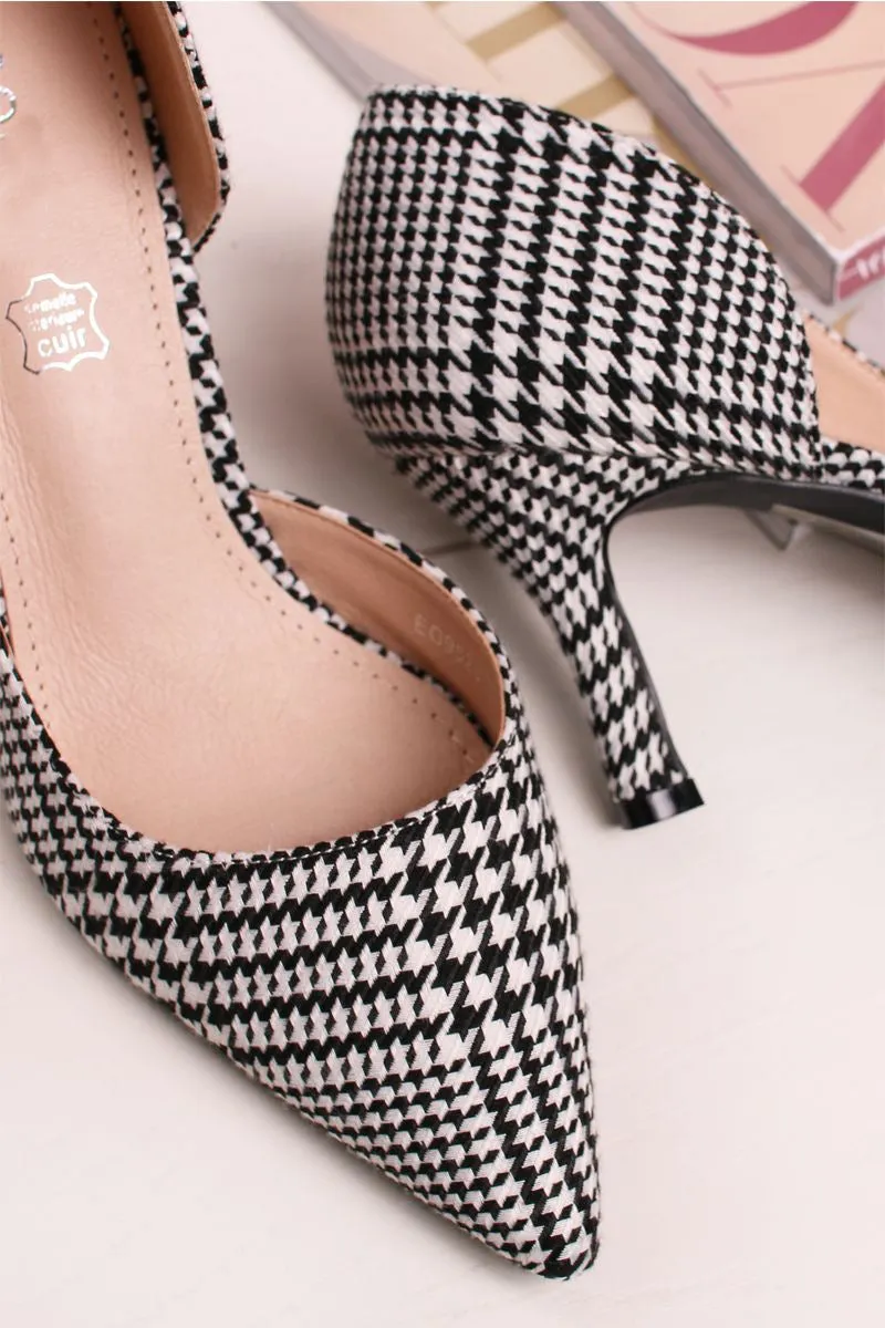 pointed plaid high - heeled shoes