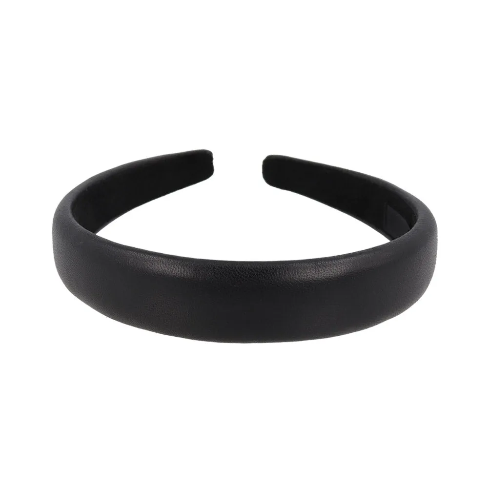 Puffy Black Leather Headband