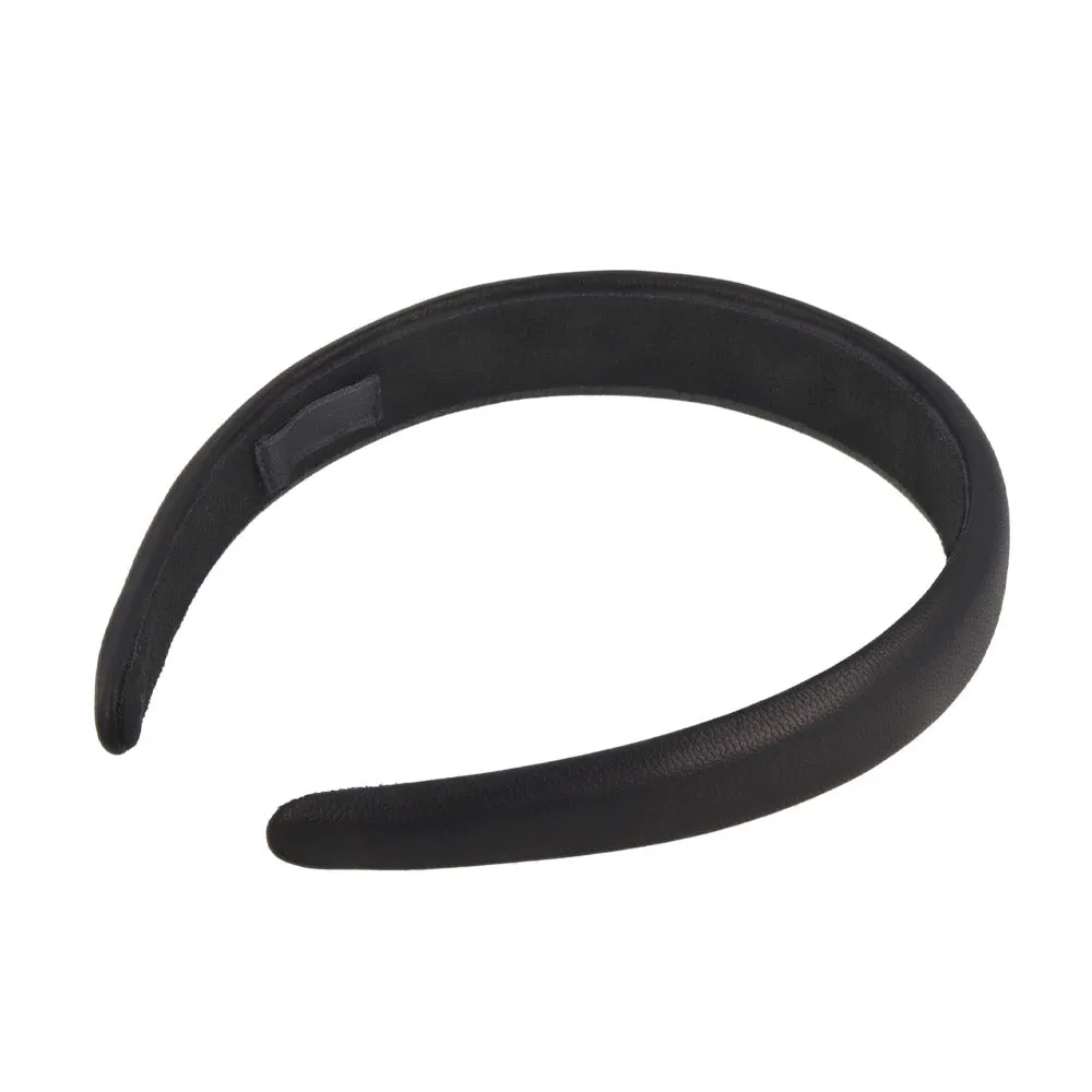 Puffy Black Leather Headband