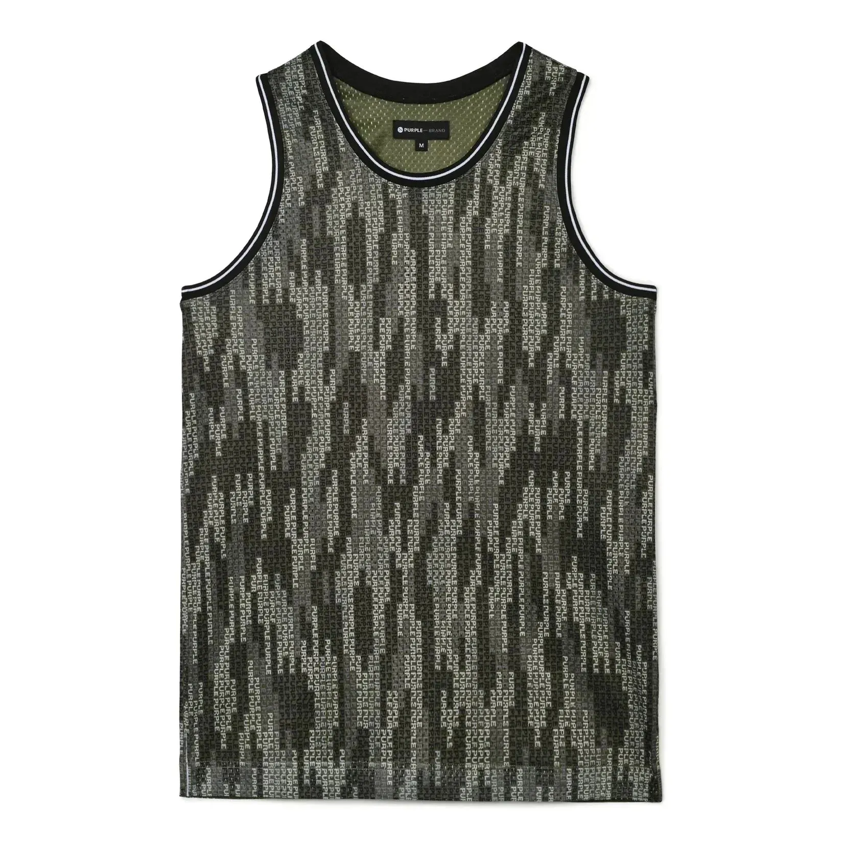 Purple Brand P114 Text Camo Athletic Mesh Tank