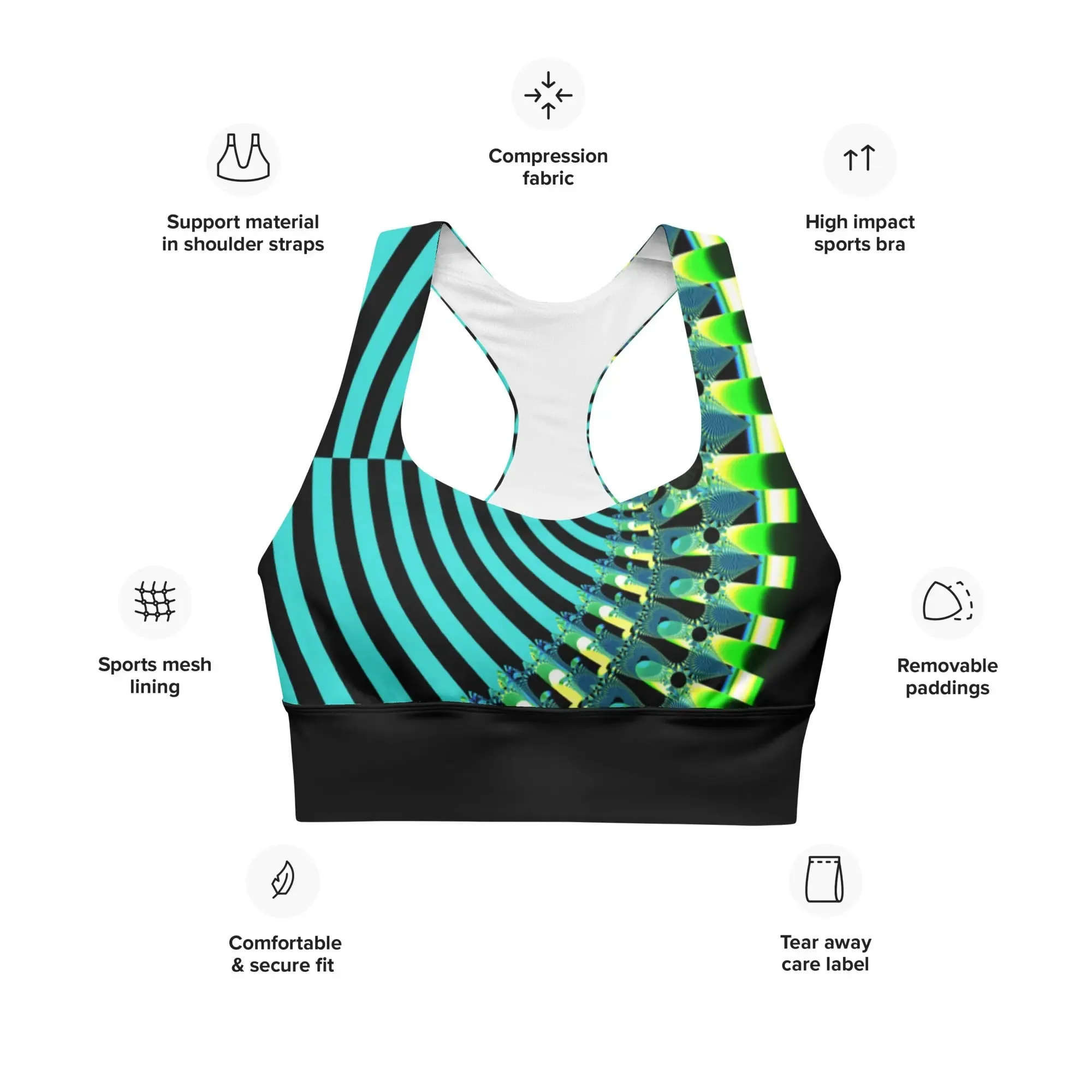 "Happy Stripes" Collection - Longline Sports Bra