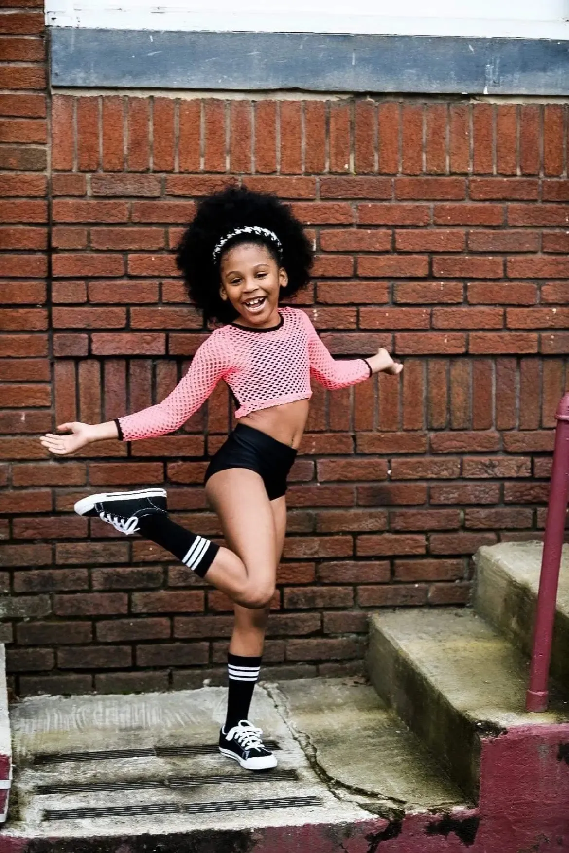 Rockstar Hot Pink and Black Mesh Two Piece Dance/Swim Set