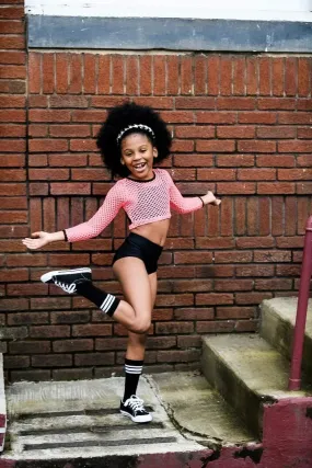 Rockstar Hot Pink and Black Mesh Two Piece Dance/Swim Set