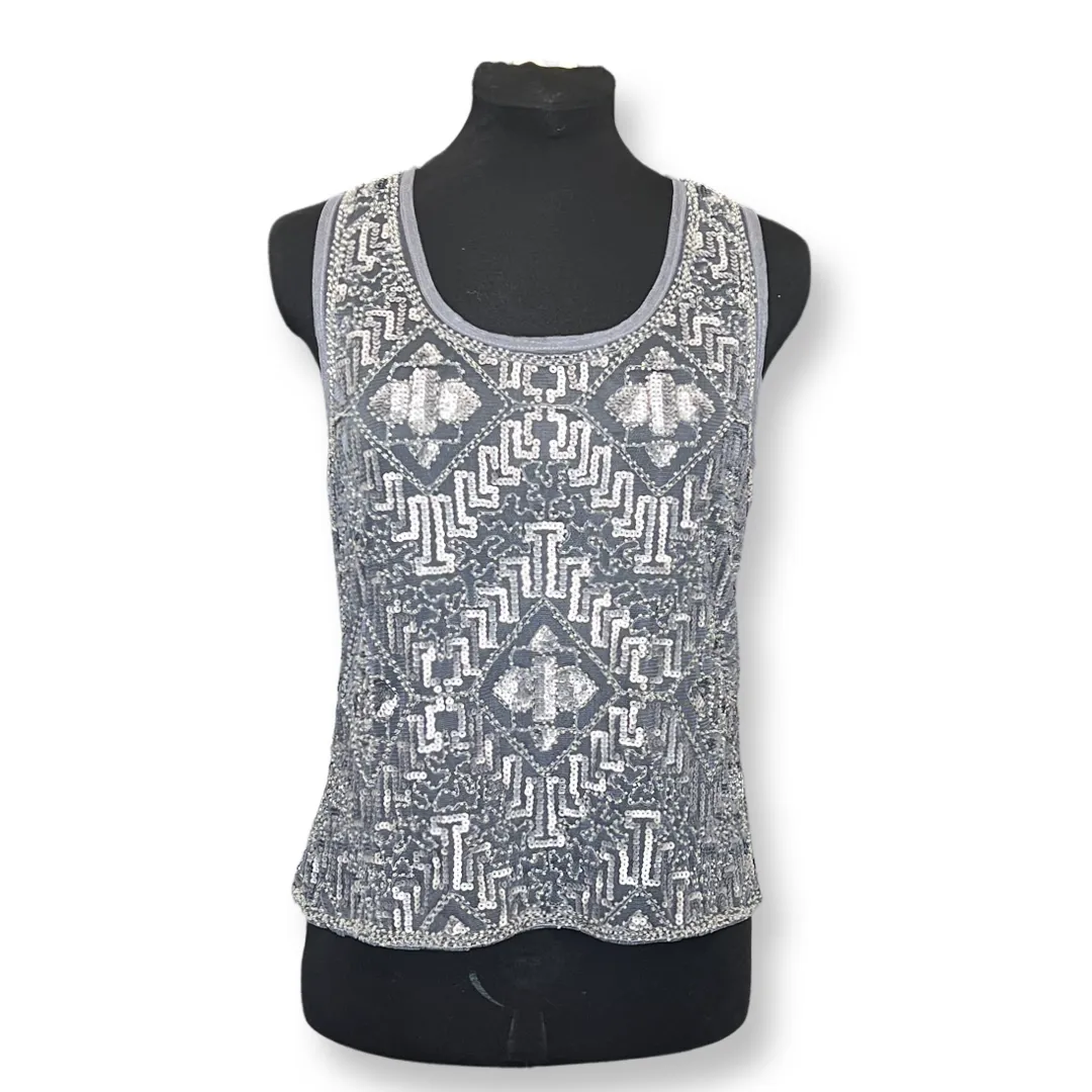 Sequin embroidery tank grey