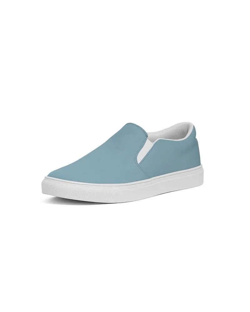 Shaded Pale Pastel Cyan Gray Slip-On Canvas Sneakers | Women's | C30M0Y0K30