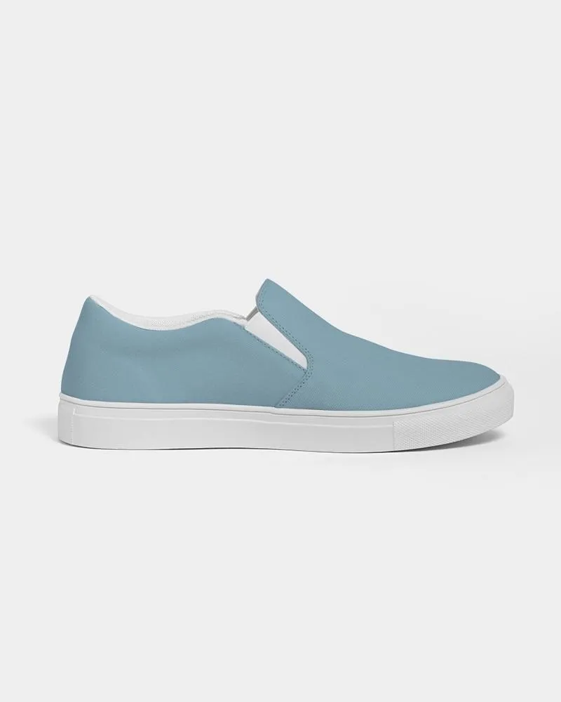 Shaded Pale Pastel Cyan Gray Slip-On Canvas Sneakers | Women's | C30M0Y0K30