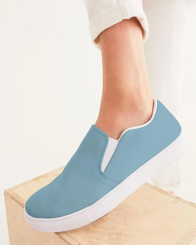 Shaded Pale Pastel Cyan Gray Slip-On Canvas Sneakers | Women's | C30M0Y0K30