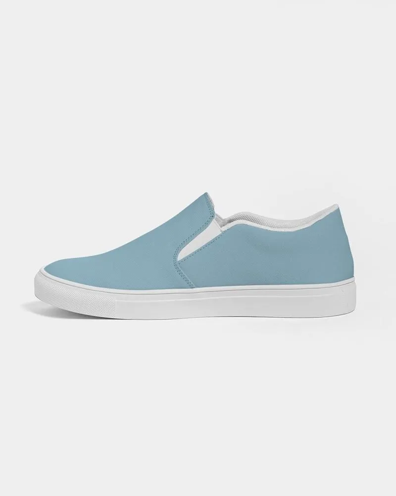 Shaded Pale Pastel Cyan Gray Slip-On Canvas Sneakers | Women's | C30M0Y0K30