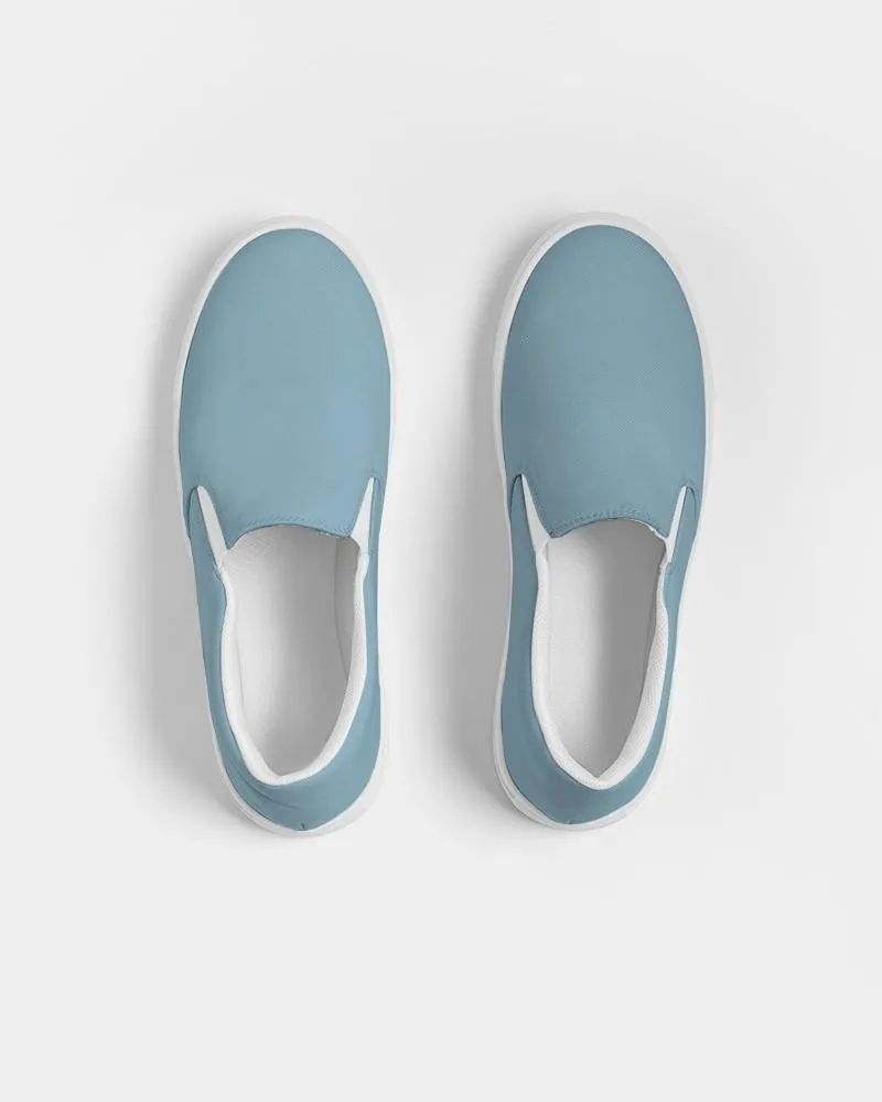 Shaded Pale Pastel Cyan Gray Slip-On Canvas Sneakers | Women's | C30M0Y0K30