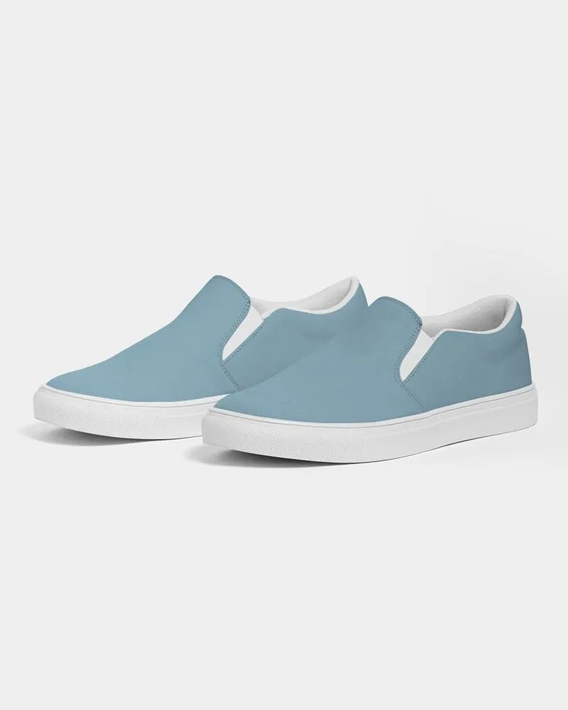 Shaded Pale Pastel Cyan Gray Slip-On Canvas Sneakers | Women's | C30M0Y0K30