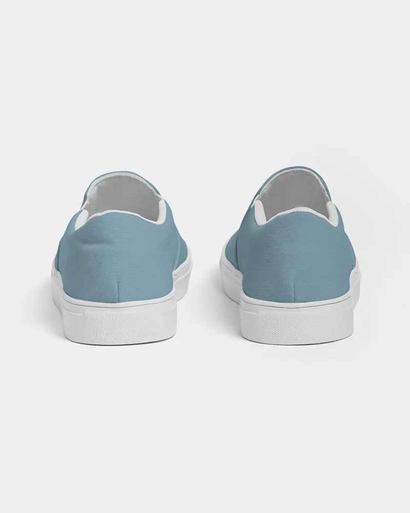 Shaded Pale Pastel Cyan Gray Slip-On Canvas Sneakers | Women's | C30M0Y0K30