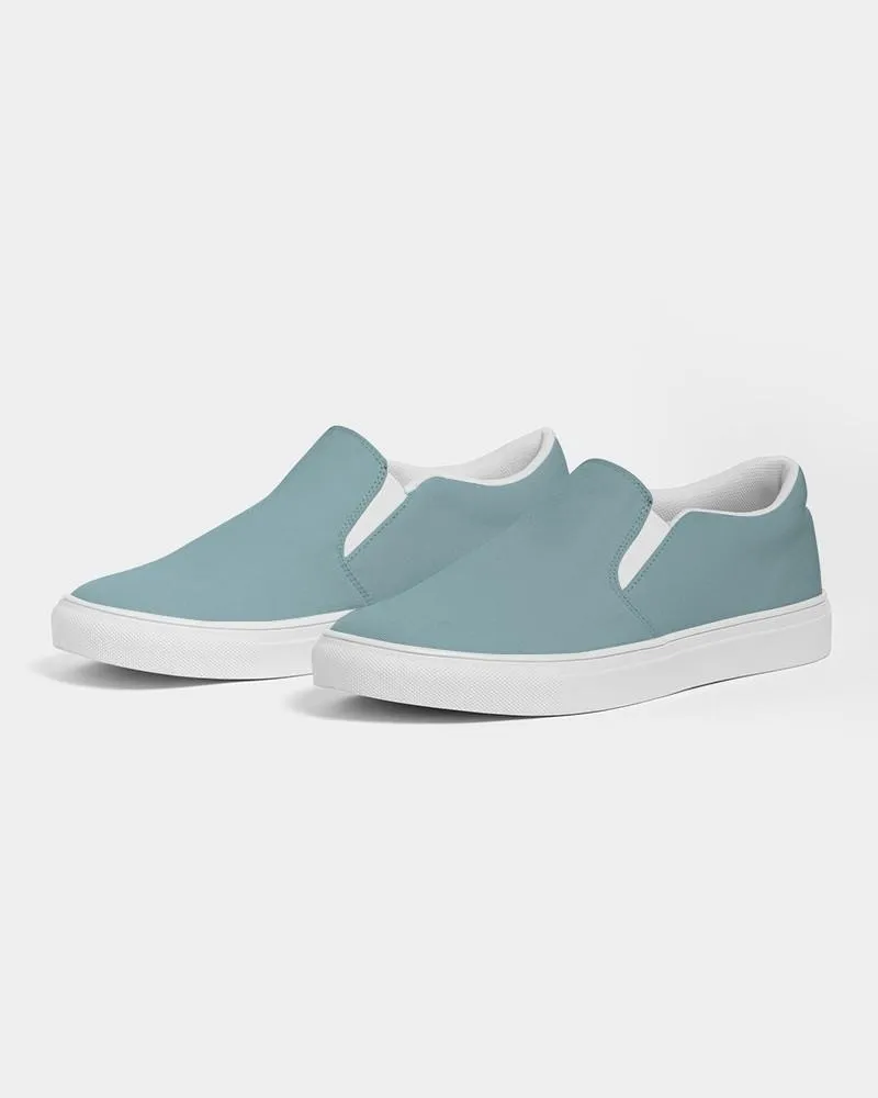 Shaded Pale Pastel Cyan Gray Slip-On Canvas Sneakers | Women's | C30M0Y8K30