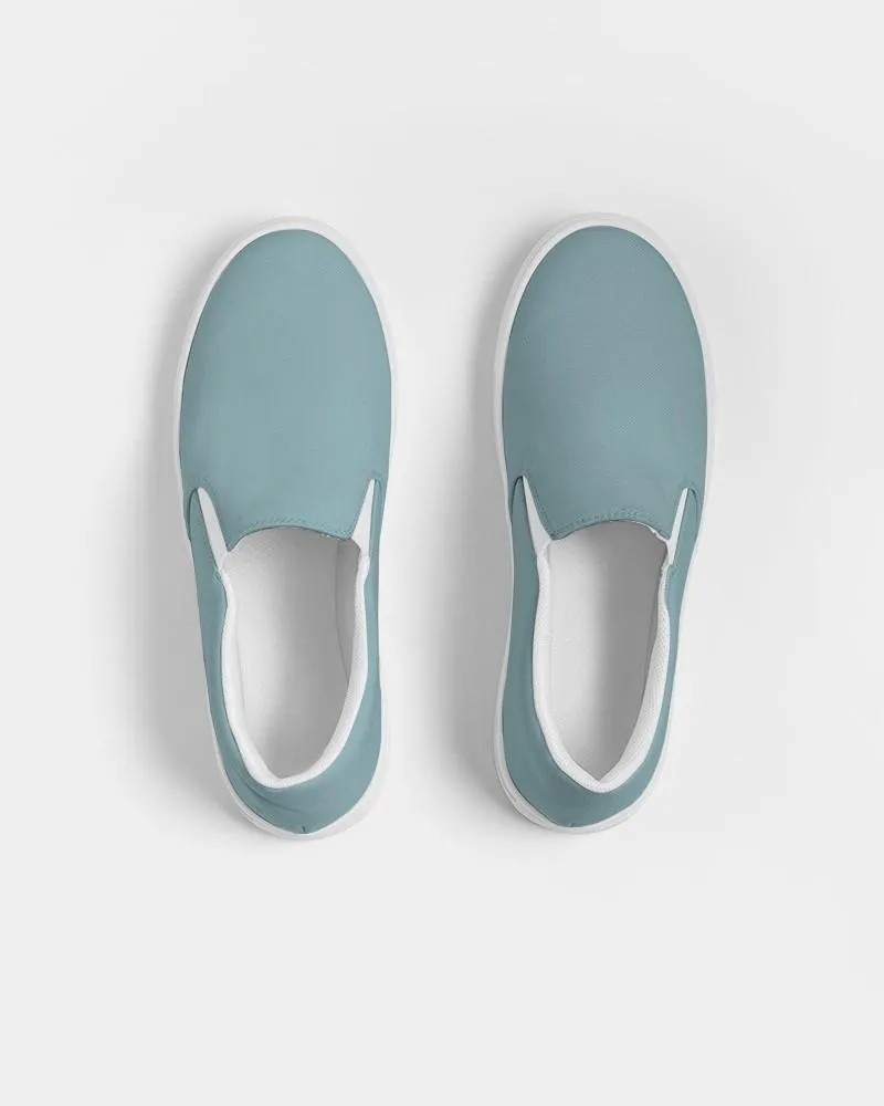 Shaded Pale Pastel Cyan Gray Slip-On Canvas Sneakers | Women's | C30M0Y8K30