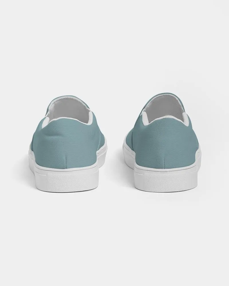 Shaded Pale Pastel Cyan Gray Slip-On Canvas Sneakers | Women's | C30M0Y8K30