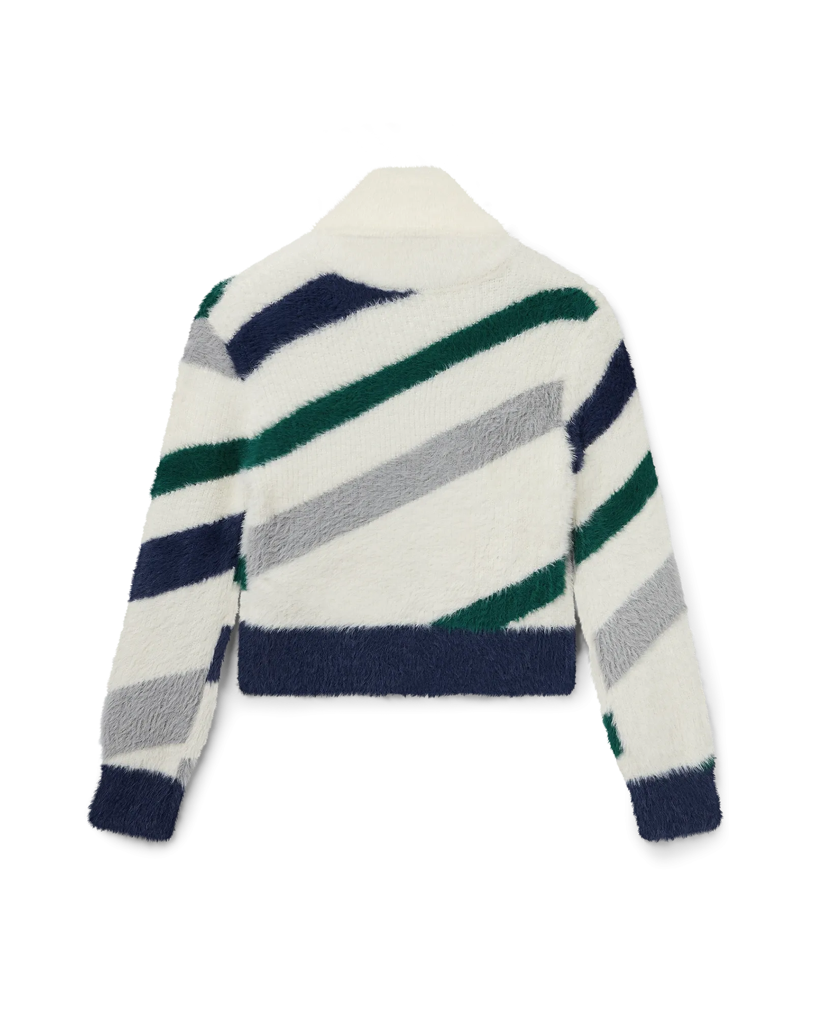 Striped Fluffy Zip Up Jumper