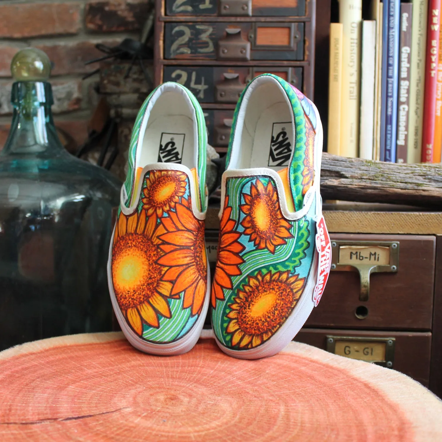 Sunflower custom Vans Slip On Sneakers