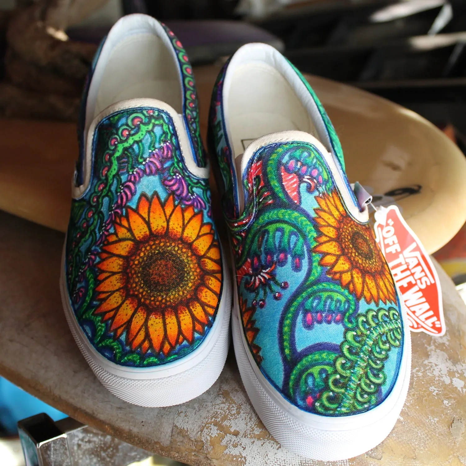 Sunflower custom Vans Slip On Sneakers