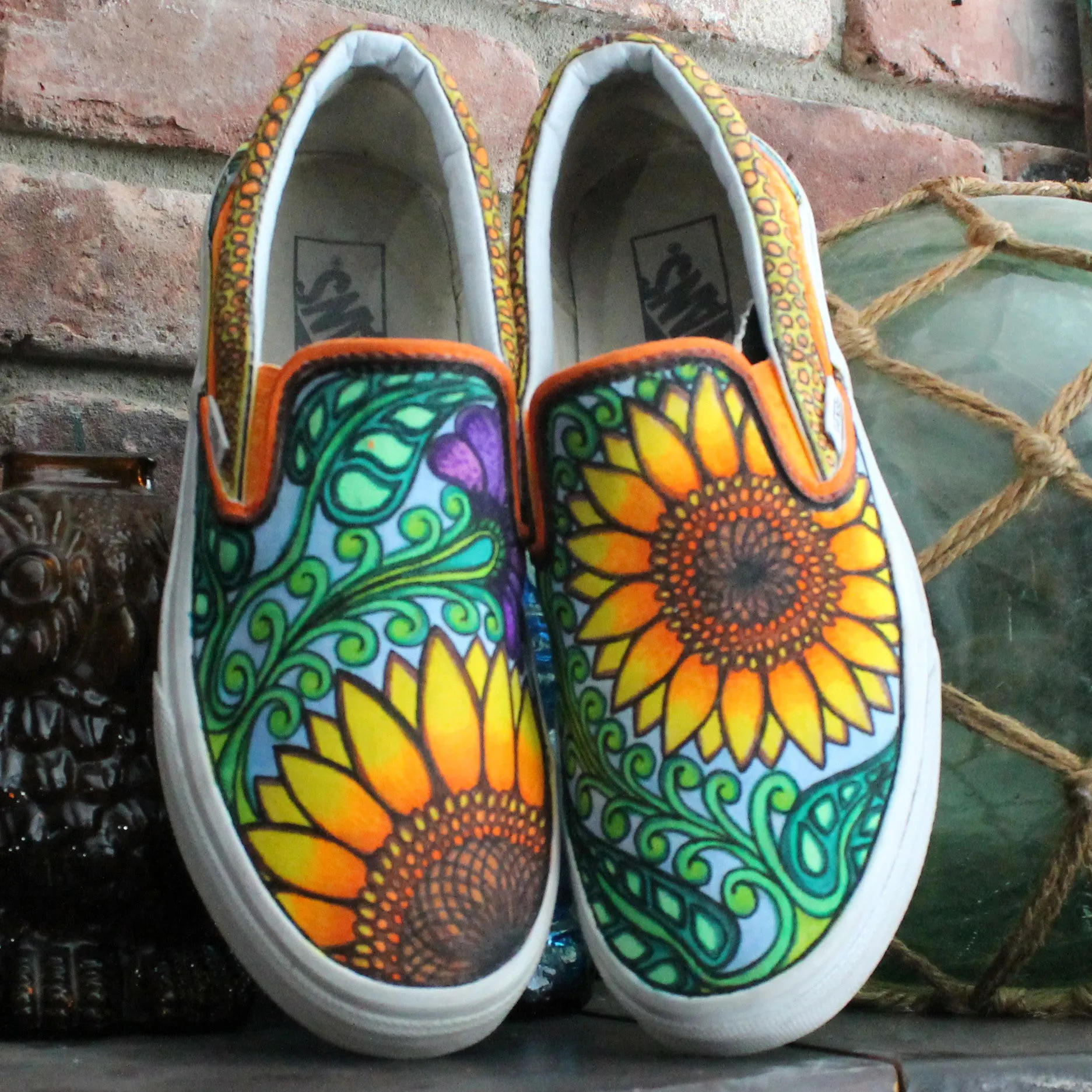 Sunflower custom Vans Slip On Sneakers