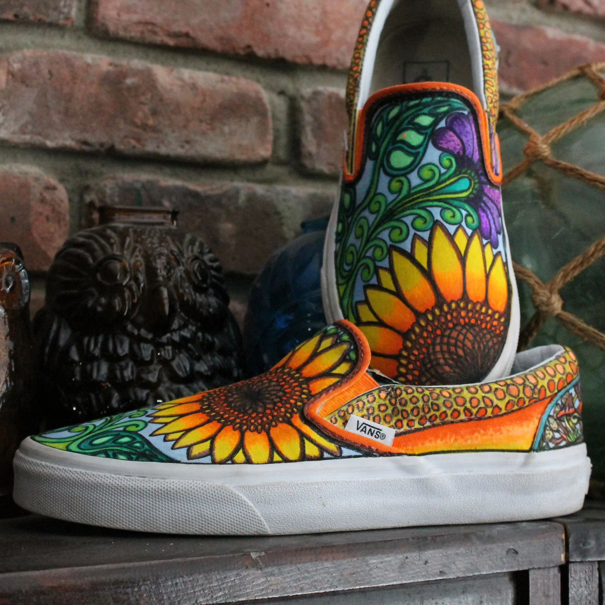 Sunflower custom Vans Slip On Sneakers