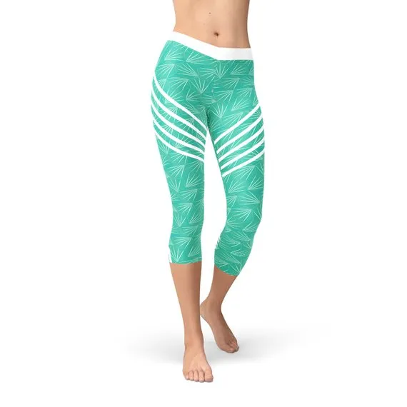 Turquoise Women's Sports Capri Leggings