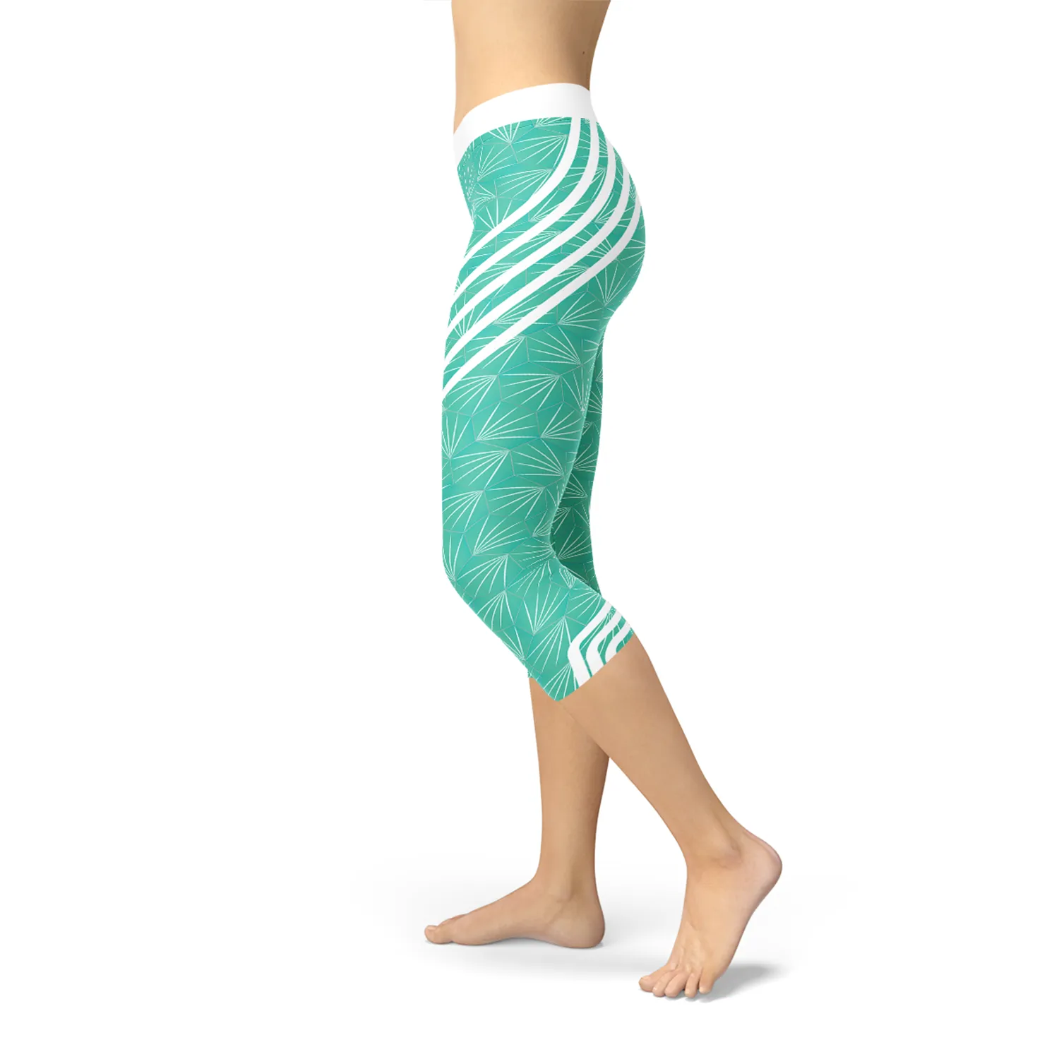 Turquoise Women's Sports Capri Leggings